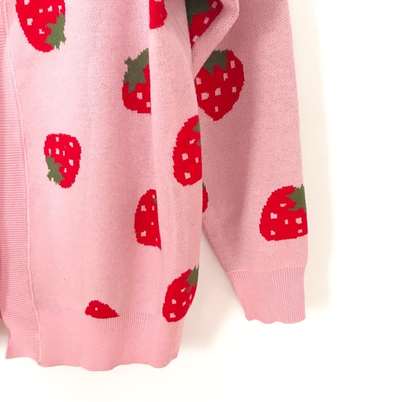 Strawberry Cardigan Sweater in Red and Pink, New in Bag - Picture 5 of 6